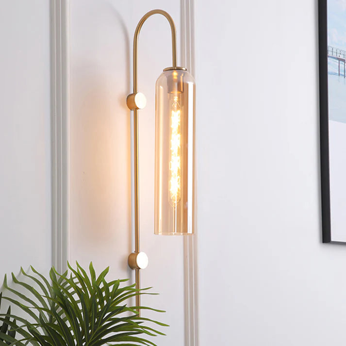 Modern Gold Wall Lamp with Glass Shade