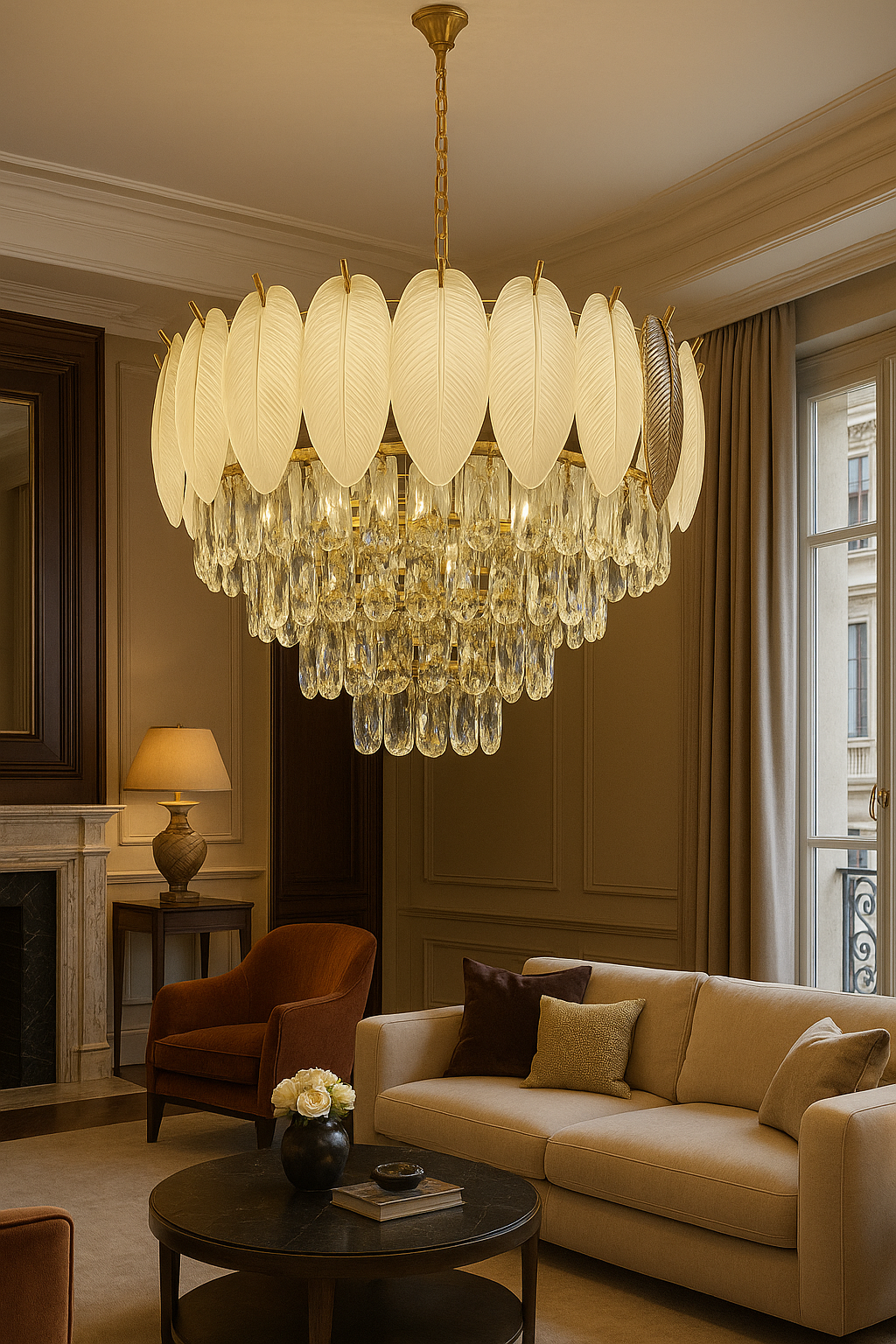 Luxora Leaf Crystal Chandelier