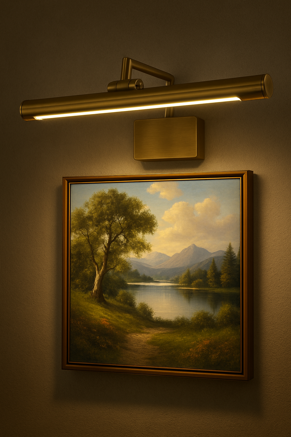 Elegant Antique Brass Picture Light