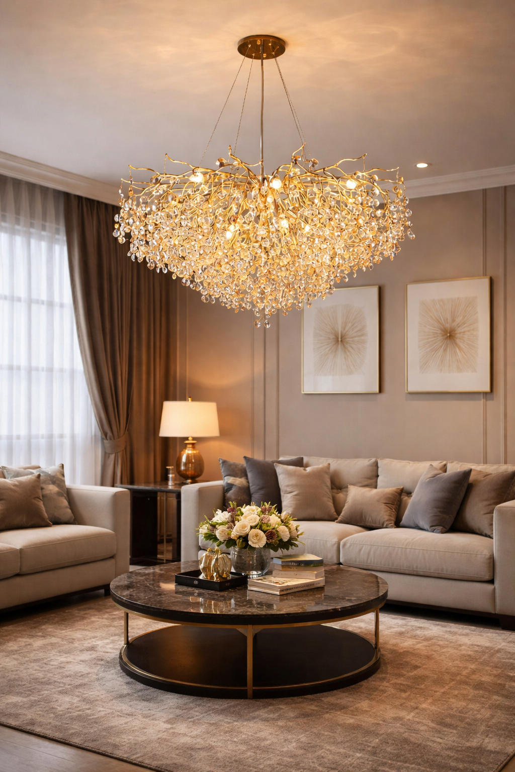 Luxury Crystal Leaf Chandelier β Gold Finish