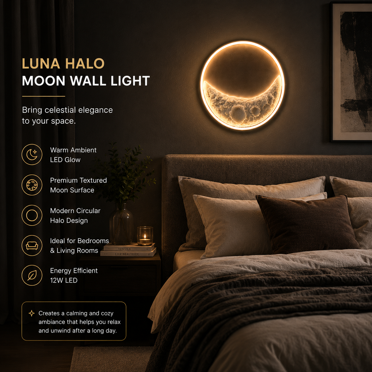 Luna Halo Moon Wall Light