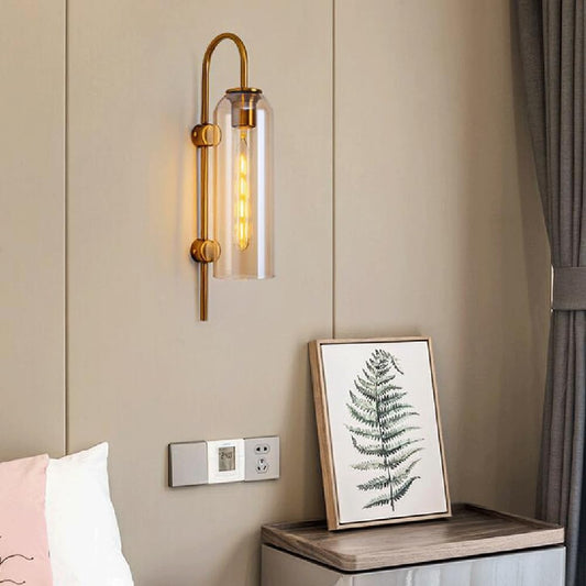 Modern Gold Wall Lamp with Glass Shade