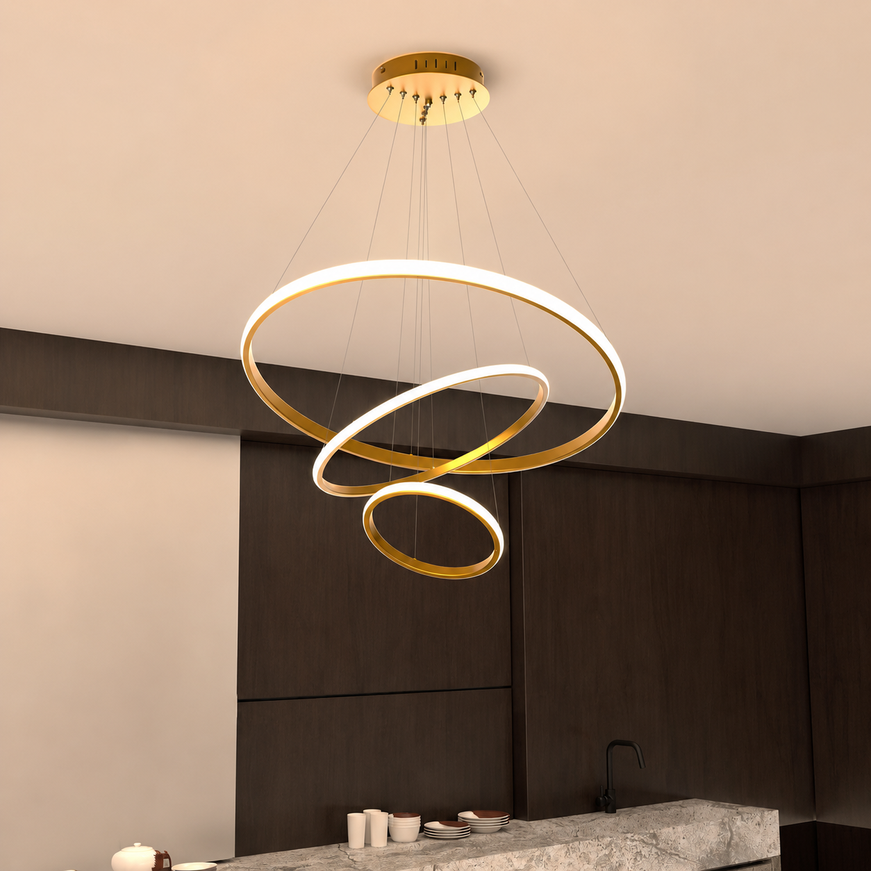 Aurelia Ring Chandelier | Modern 3-Ring LED Pendant Light