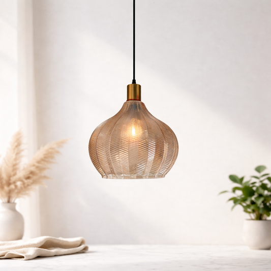 Elegant Ribbed Glass Pendant Light