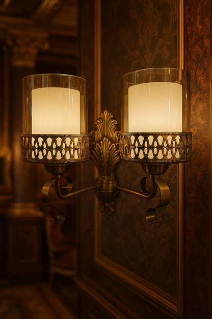 Vintage Twin Glass Wall Sconce