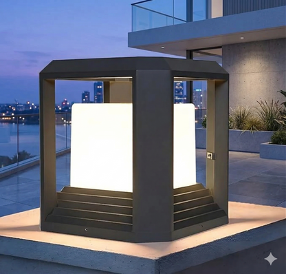 Modern Outdoor Post Light – Charcoal Grey Aluminum Garden Pillar Lamp