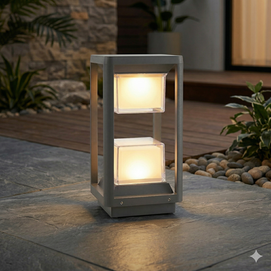 Aegis Modern Twin-Cube LED Post Light