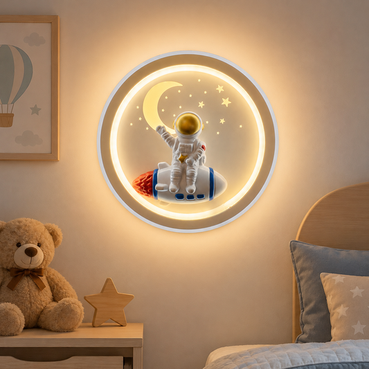 Astro Rocket LED Kids Wall Light – Moon & Stars Night Lamp