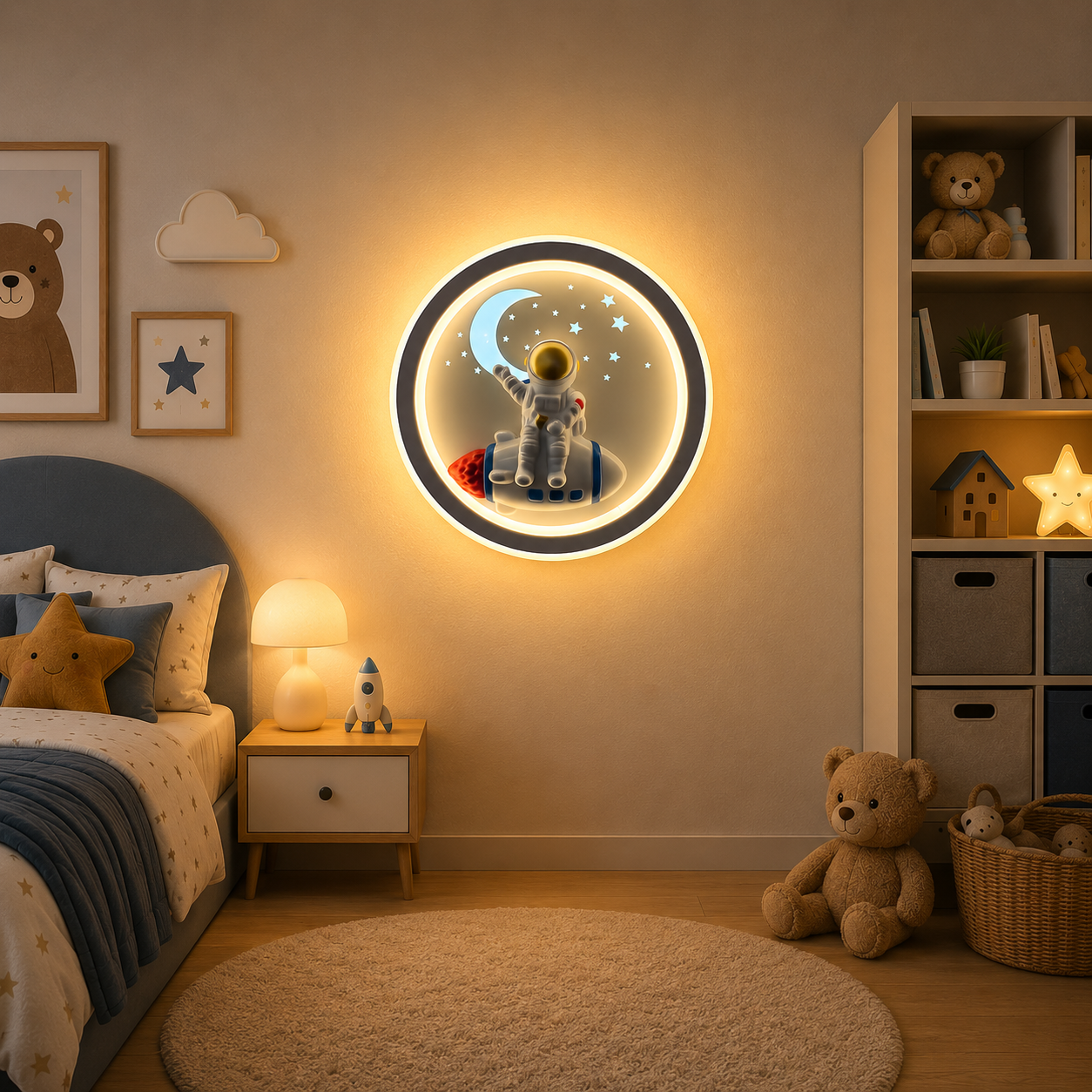 Astro Rocket LED Kids Wall Light