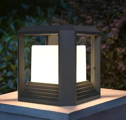 Modern Outdoor Post Light – Charcoal Grey Aluminum Garden Pillar Lamp
